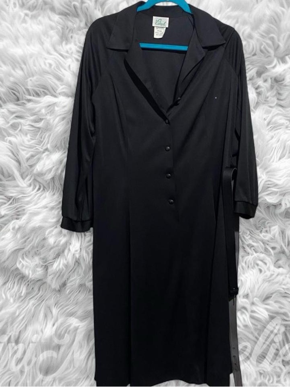Ellen Tracy Black Maxi Dress with Notched Collar